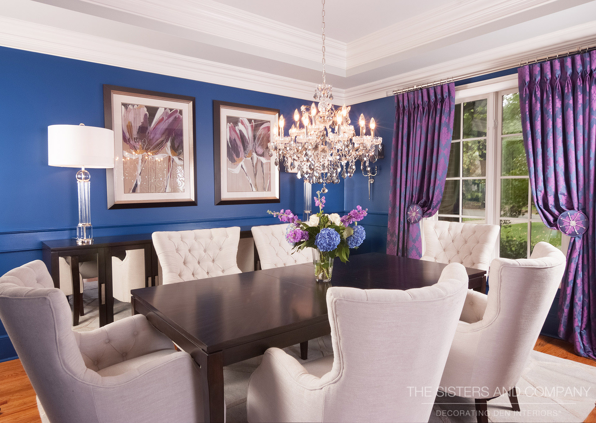 Dramatic Blue and Purple Dining Room